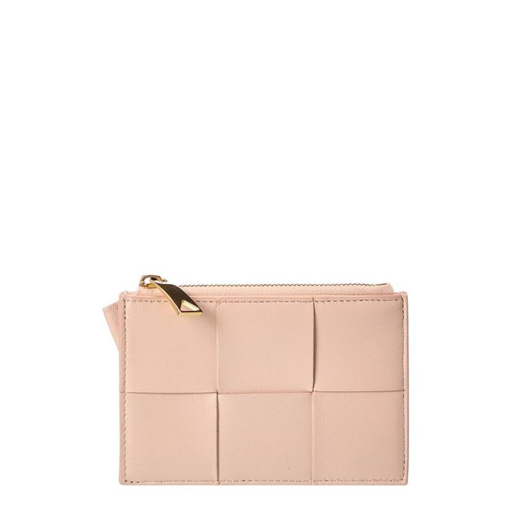 Bottega Veneta Cassette Leather Card Case, Pink